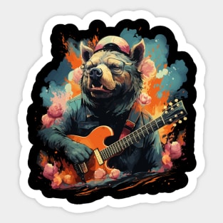 Wild Boar Playing Guitar Sticker